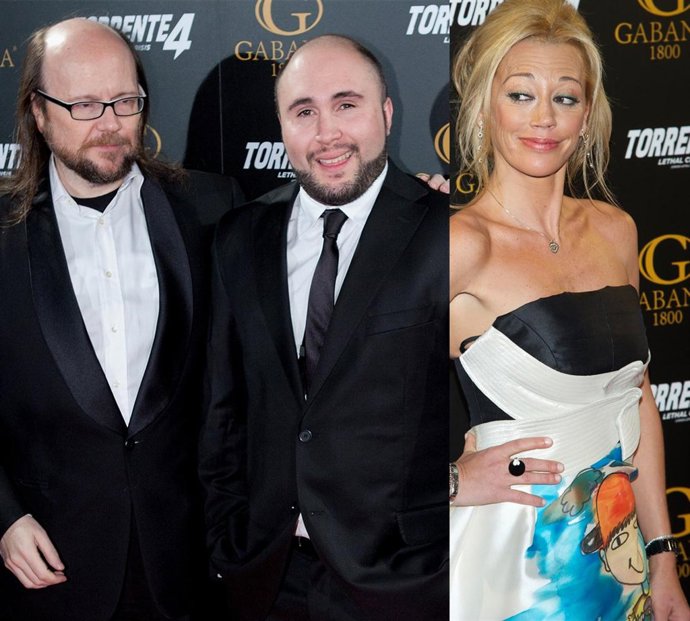 Montaje de Santiago Segura, Kiko Rivera y Belén Esteban en el pre-estreno de 'To