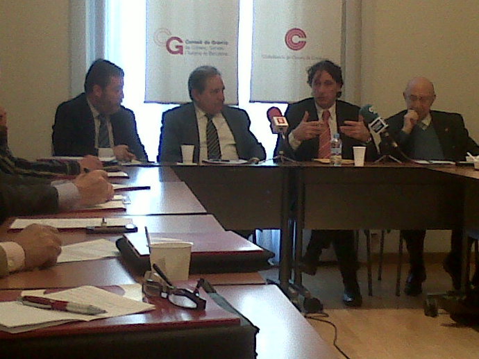 El líder de ERC, Jordi Portabella, durante el encuentro con el CG