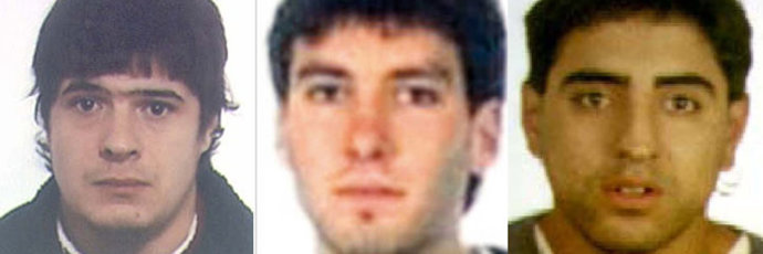 Etarras Alejandro Zobaran, Mikel Oroz Torrea y Sáez de Jauregi