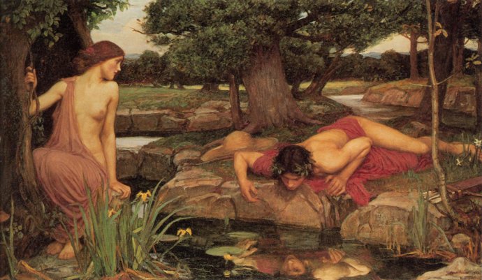 Cuadro del mito de Narciso y Eco