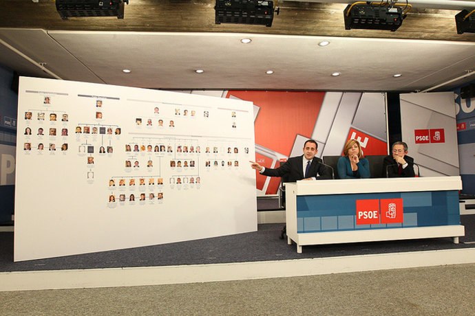 Alarte, Luna y Valenciano en la presentación del informe