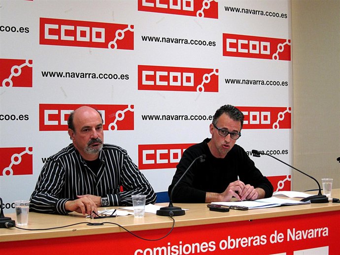 José Campos y Jos Elizalde, en rueda de prensa en Pamplona.