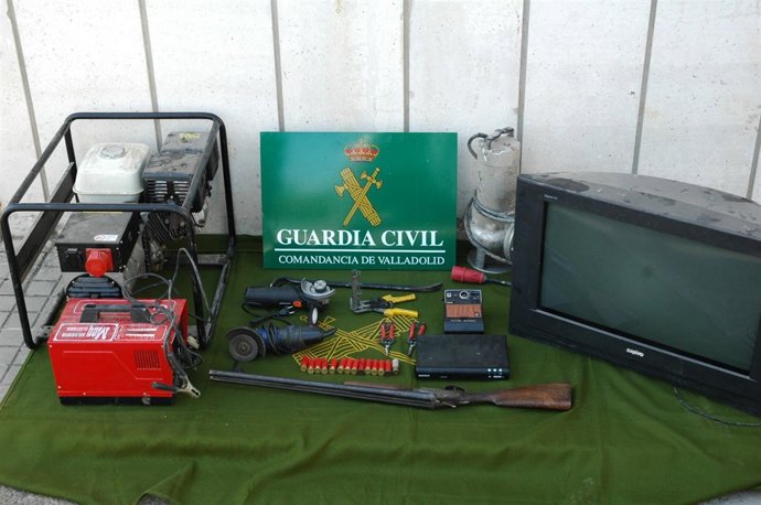 Material incautado a los detenidos y procedente de robos en Tordesillas