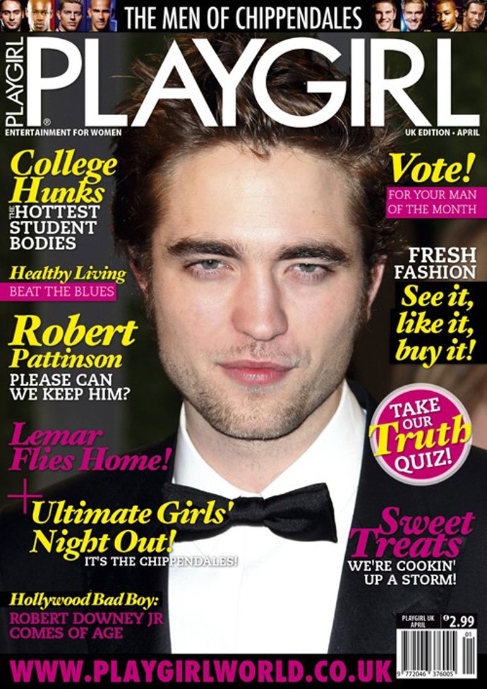 Robert Pattison en la portada de Playgirl