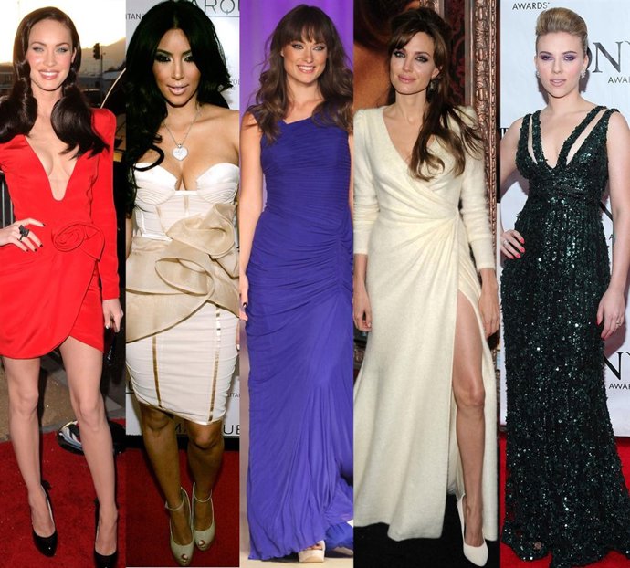 Montaje de Megan Fox, Kim Kardashian, Olivia Wilde, Angelina Jolie y Scarlett Jo