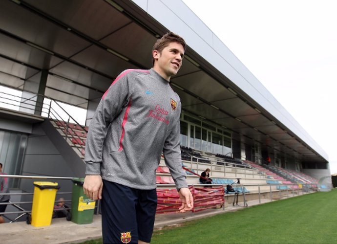 Andreu Fontàs en un entrenamiento con el FC Barcelona