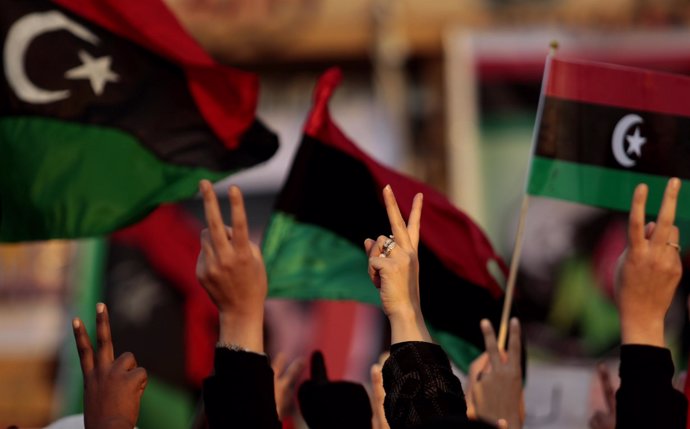 Manifestación contra Gadafi en Libia