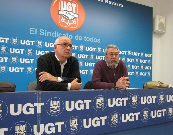 El secretario general de UGT de Navarra, Juan Goyen con Cándido Méndez
