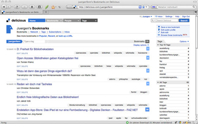 página de Delicious por juergenfenn CC Flickr 