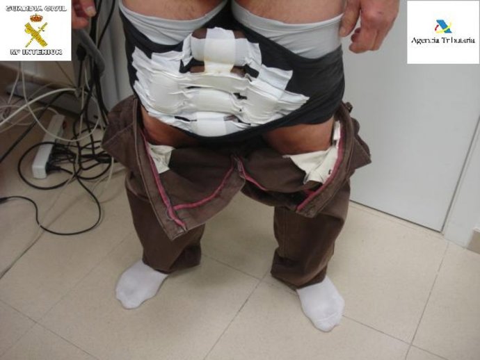 Imagen de la droga adosada a los calzoncillos