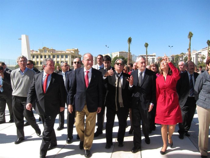 El presidente de la Junta, José Antonio Griñán, acompañado por el alcalde, Franc