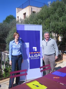 Jaume Font con representante Lliga en Búger