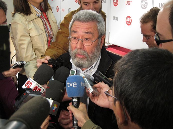 El secretario general de UGT, Cándido Méndez en declariones a los medios