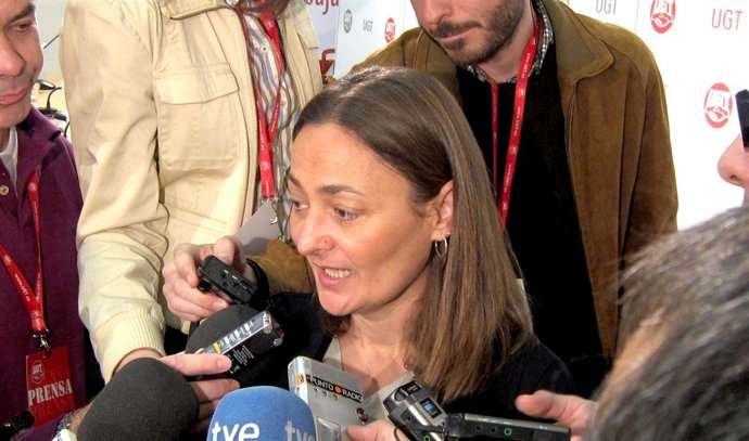 La secretaria de Estado de Empleo, Mari Luz Rodríguez, habla a los medios en la 