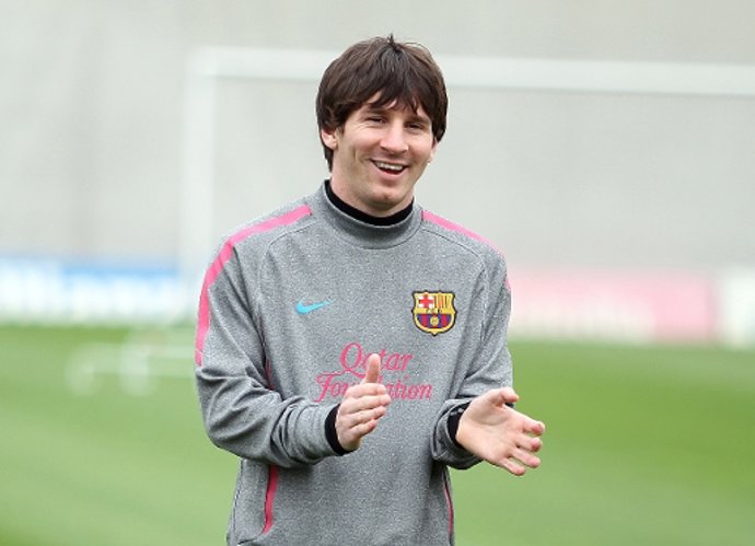Leo Messi en un entrenamiento del FC Barcelona