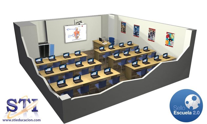 Aula multimedia diseñada por la empresa STI