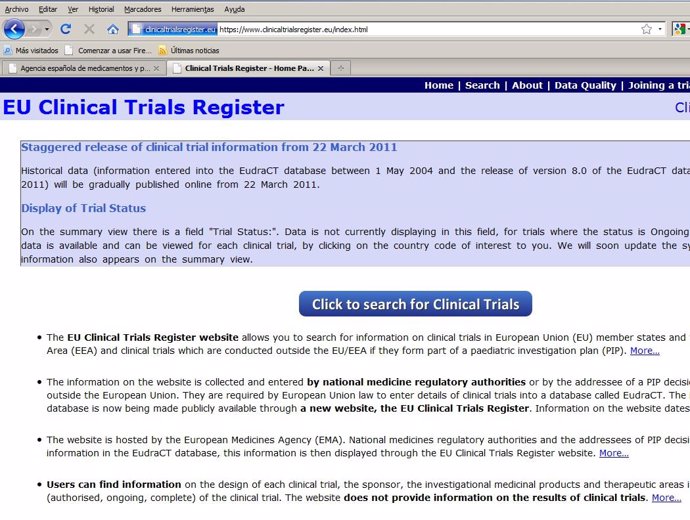 Registro europeo de ensayos clinicos