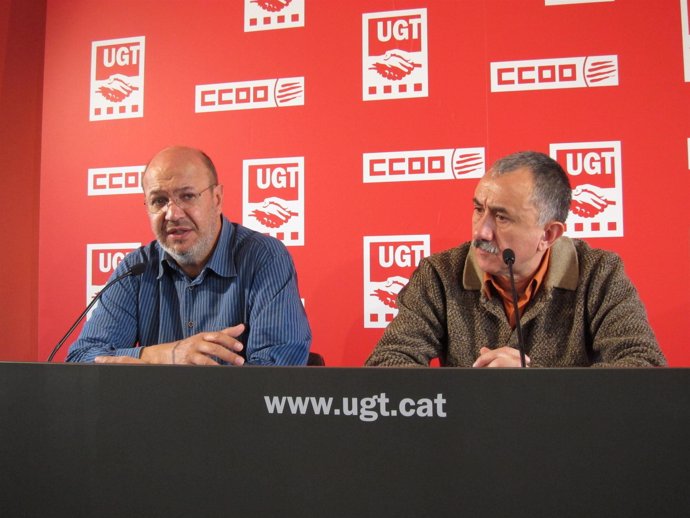 Los secretarios generales de CC.OO. y UGT de Catalunya, Joan Carles Gallego y Jo
