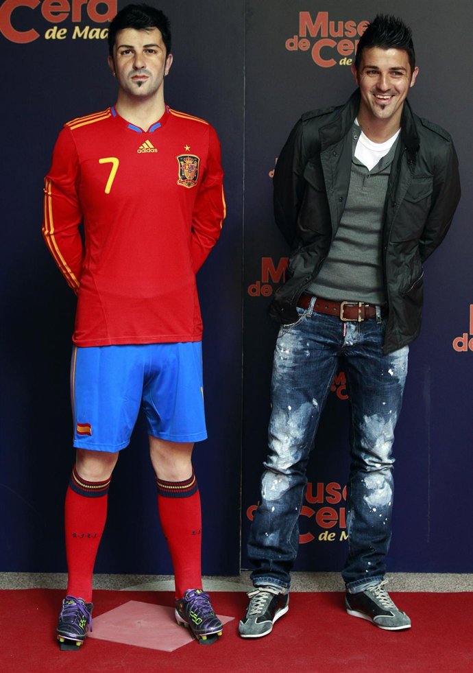 David Villa y su figura en el Museo de Cera de Madrid
