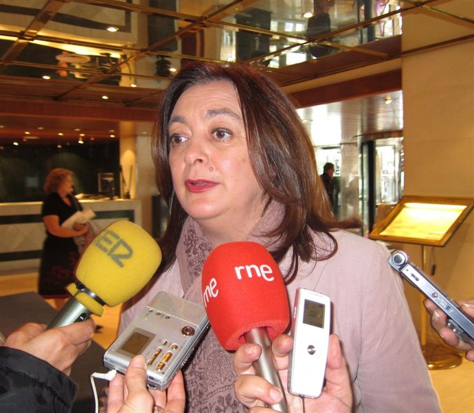 Mar Moreno atiende a los periodistas este miércoles