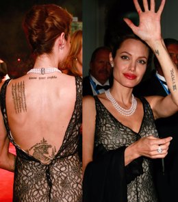 Montaje de Angelina Jolie tatuada
