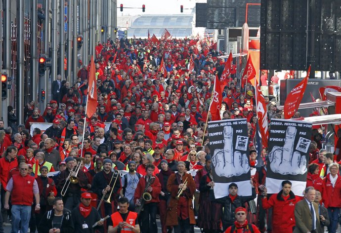 Los sindicatos se manifiestan en Bruselas