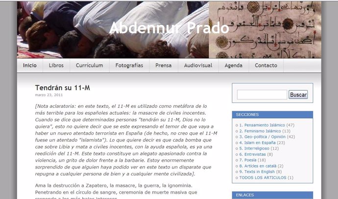 Web de Abdennur Prado, pte.de la Junta Islámica Catalana
