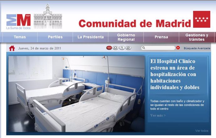 Pantallazo web Comunidad de Madrid