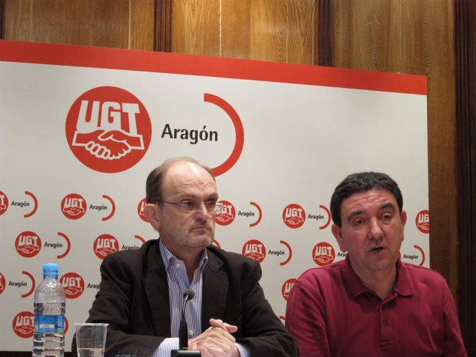 Lóriz y Sanjuán en la rueda de prensa en Zaragoza