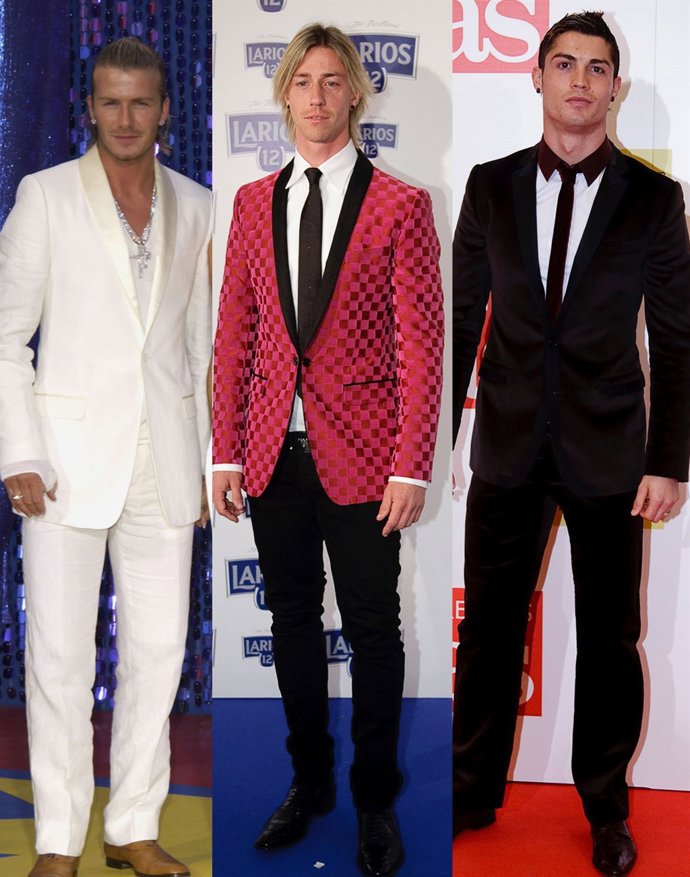 Montaje jugadores de futbol en traje