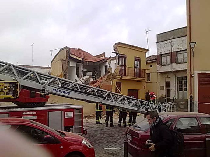 Casa afectada por el derrumbe en Zamora