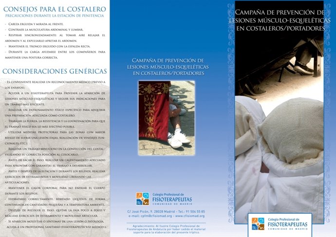 Tríptico con la información para los costaleros