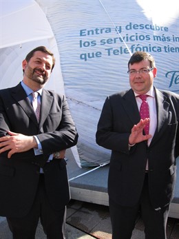  inauguración de la carpa Telefónica. sale Argüelles junto a Javier Morocho, dir