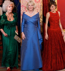 Montaje de la Duquesa de Alba, Camilla Parker y Doña Letizia durante la cena de 