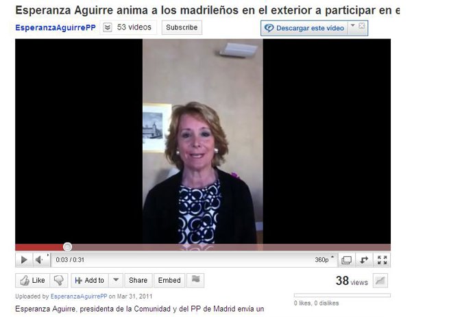 Aguirre anima a madrielños en el exterior a participar en la campaña