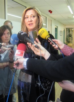 consejera de Hacienda, Pilar del Olmo, al término de la reunión