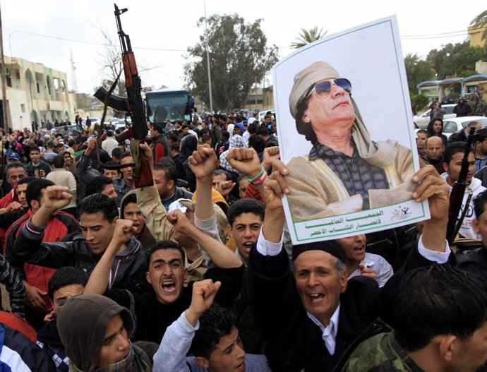 Partidarios de Gadafi en algún lugar de Libia