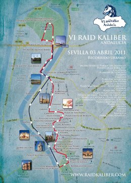 Cartel del recorrido urbano del VI Raid Kaliber Andalucía