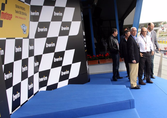Luciano Alonso en el podio del Gran Premio de Jerez de motociclismo