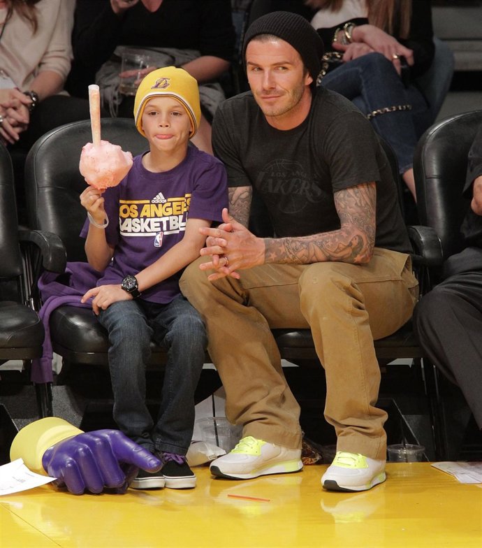 David Beckham y su hijo Romeo 