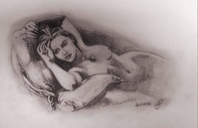 Retrato Kate Winslet desnuda en Titanic