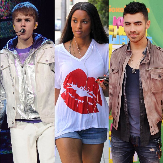 Montaje de Justin Bieber, Ciara y Joe Jonas