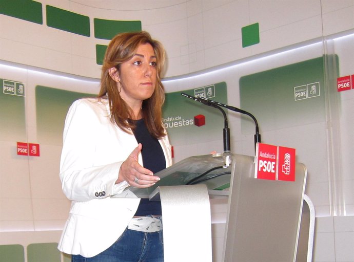 Susana Díaz, este lunes en rueda de prensa