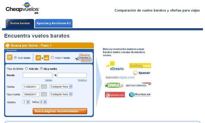 Web de viajes británica cheapflights.com