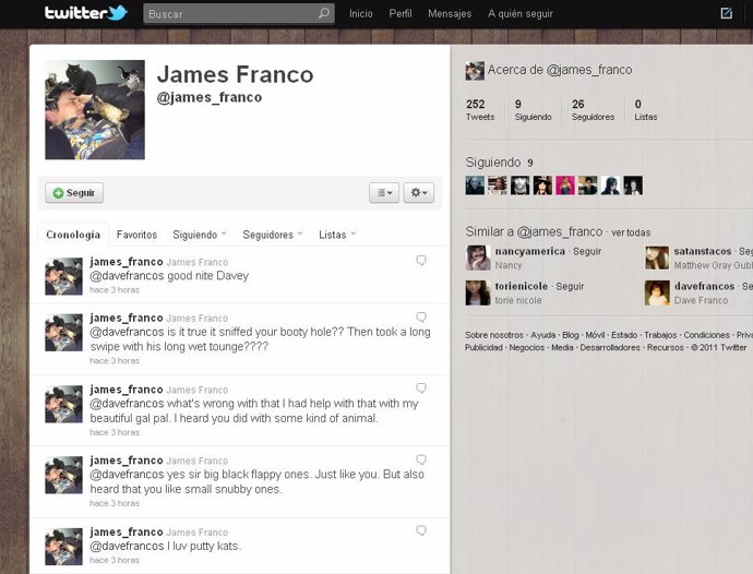 Cuenta de Twitter de James Franco