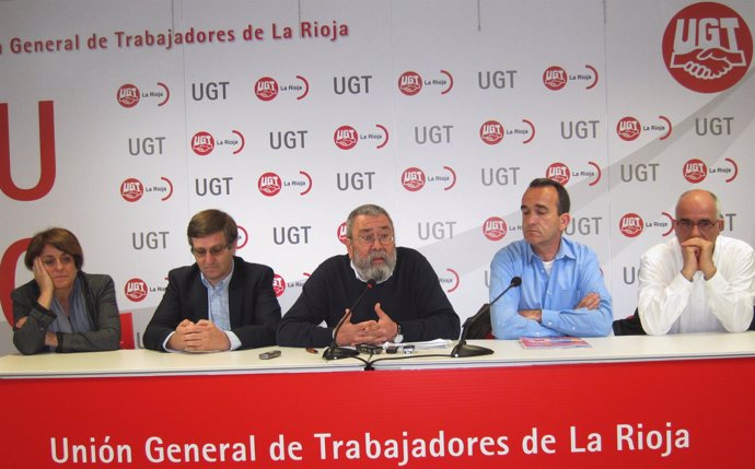 Secretario general de UGT, Cándido Méndez con sus homólogos en Cantabria, Pais V