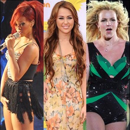 Montaje de Rihanna, Miley Cyrus y Britney Spears