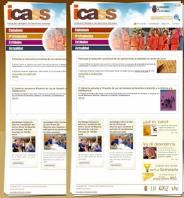 web del Instituto Cántabro de Servicios Sociales