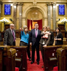 MARIANO RAJOY CON ALICIA SANCHEZ CAMACHO Y LA PRESIDENTA DEL PARLAMENT DE CATALU