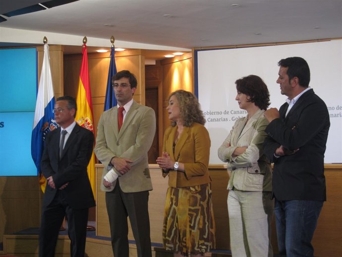 Representantes de cabildos y vicepresidenta del Gobierno de Canarias, María del 